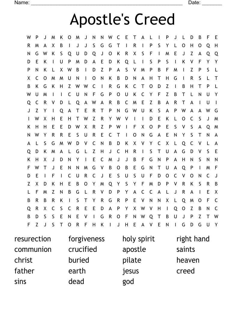 Apostle's Creed Word Search