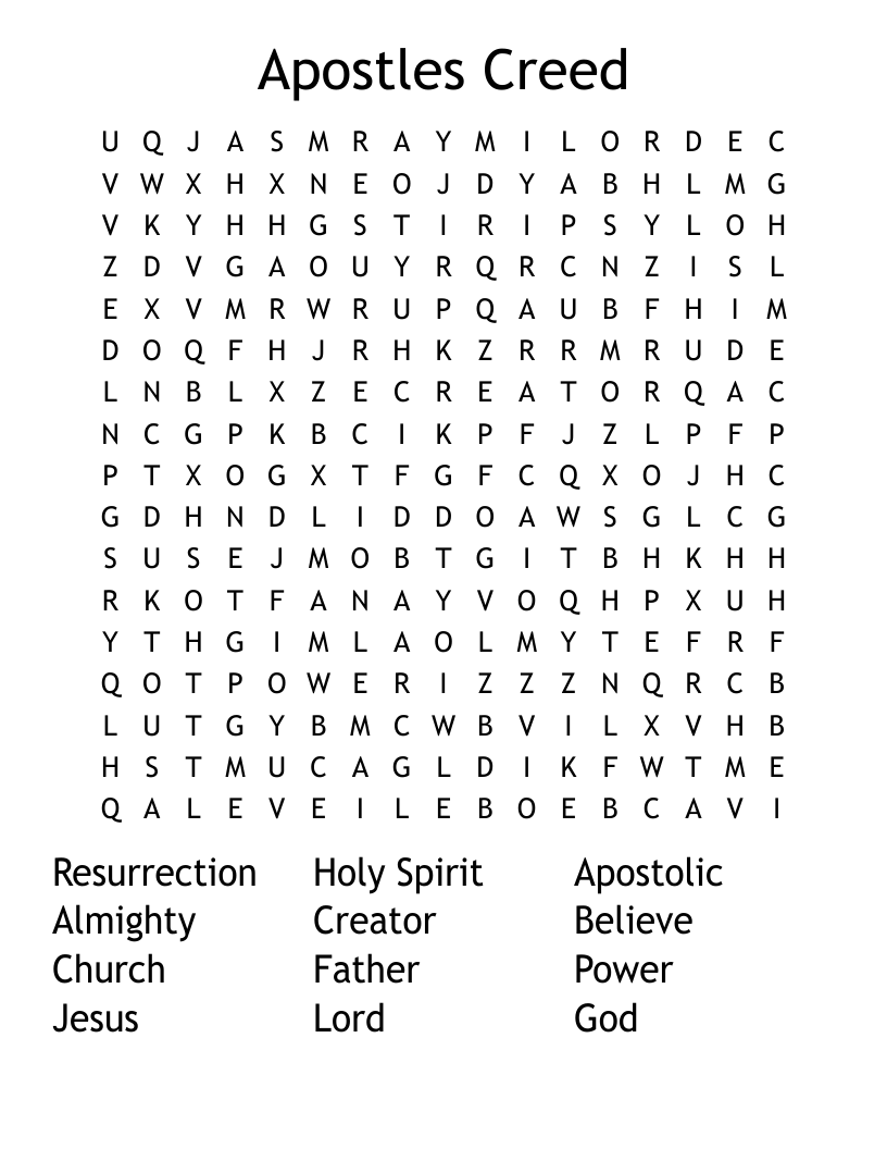 Apostles Creed Word Search