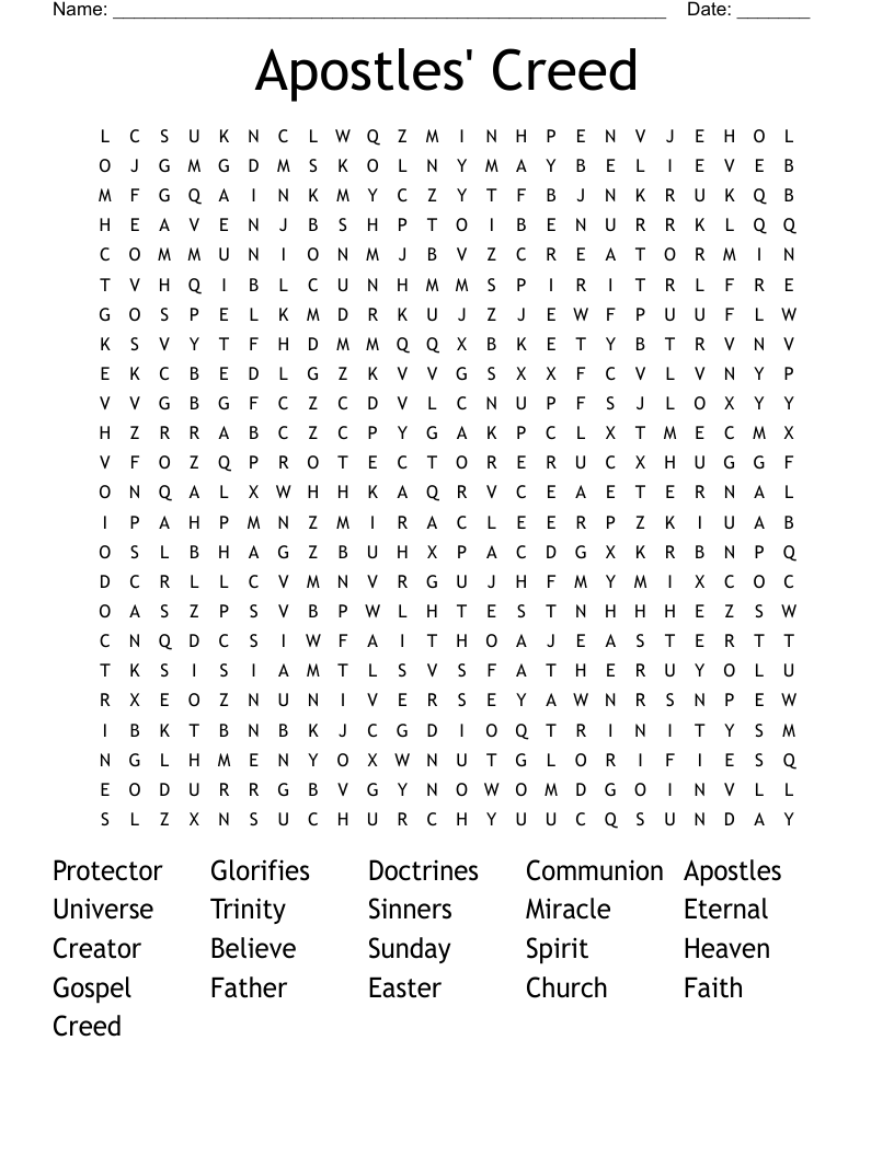 Apostles' Creed Word Search