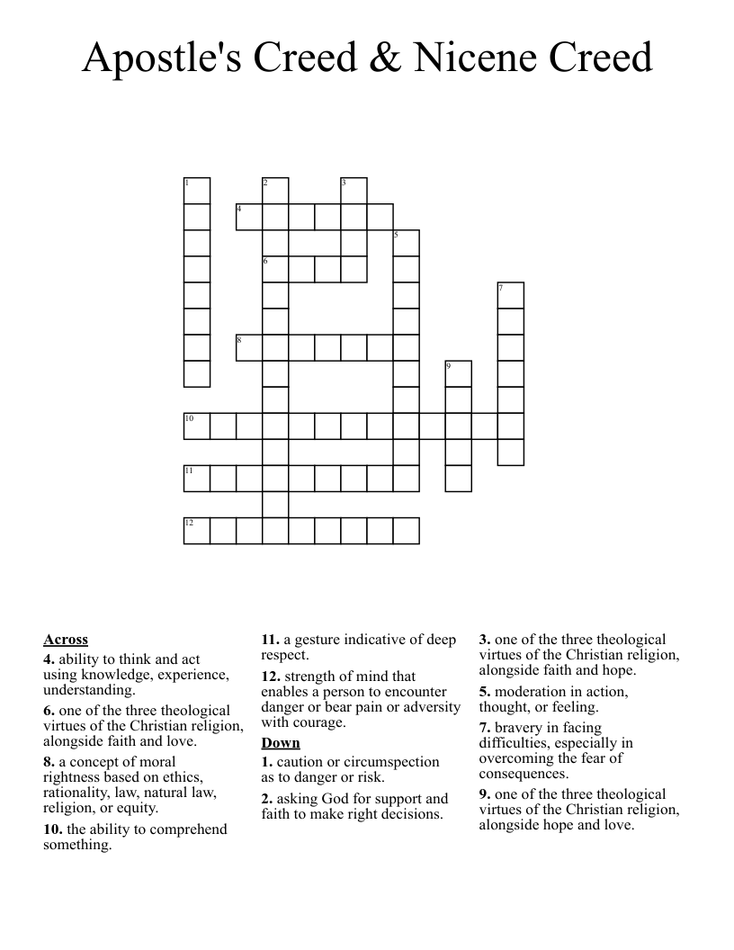 Apostle's Creed & Nicene Creed  Crossword
