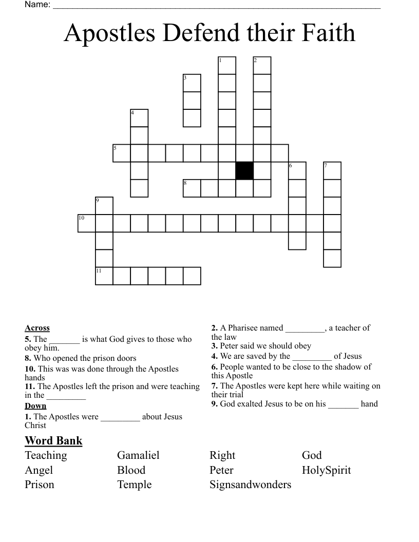 Apostles Defend their Faith Crossword
