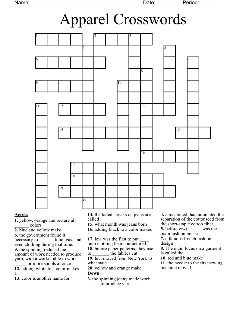 Apparel Crosswords