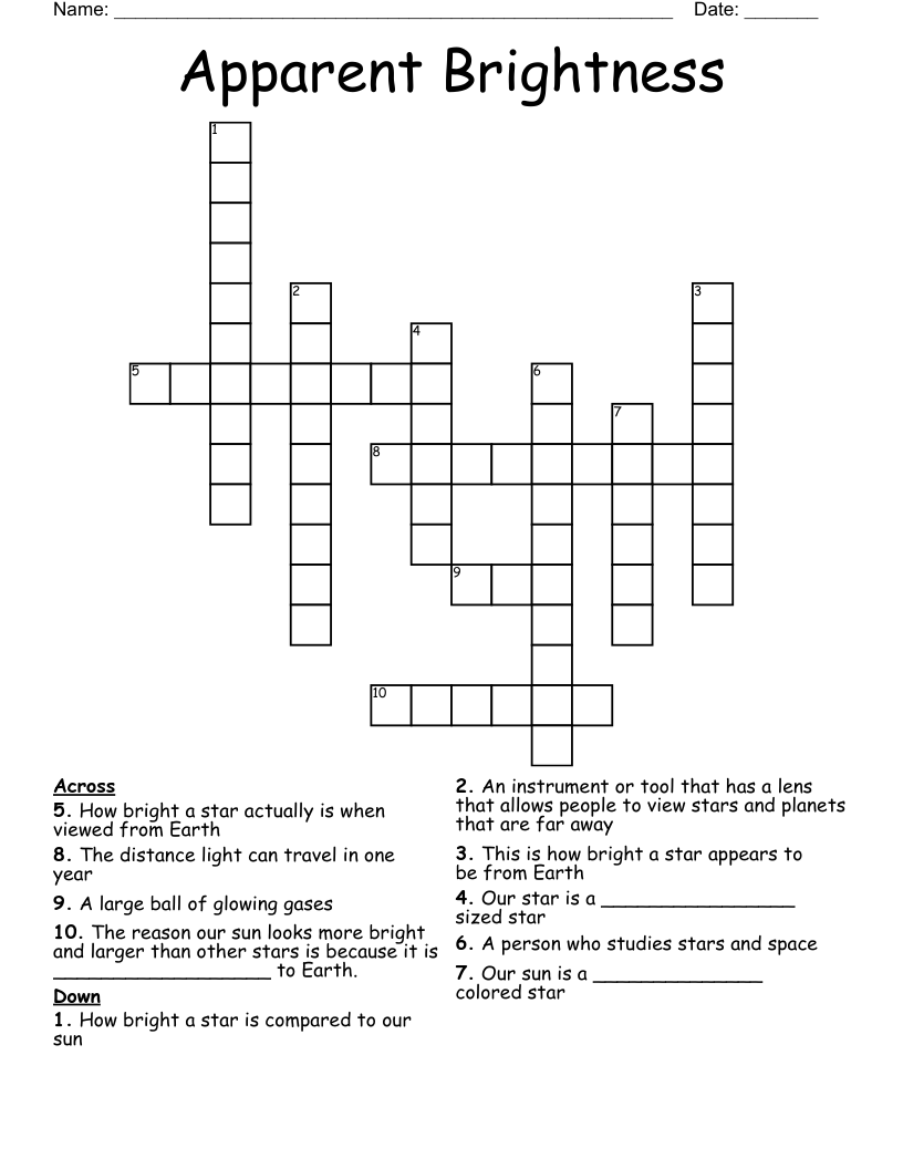 Apparent Brightness Crossword
