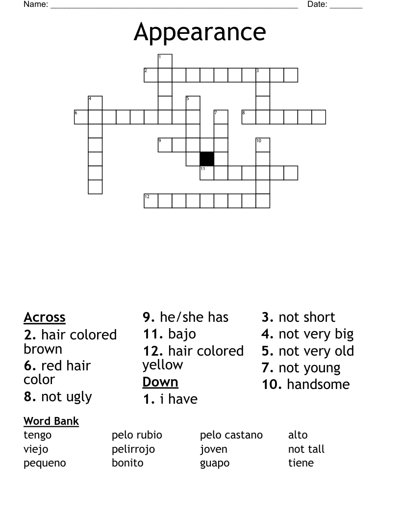 Appearance Crossword