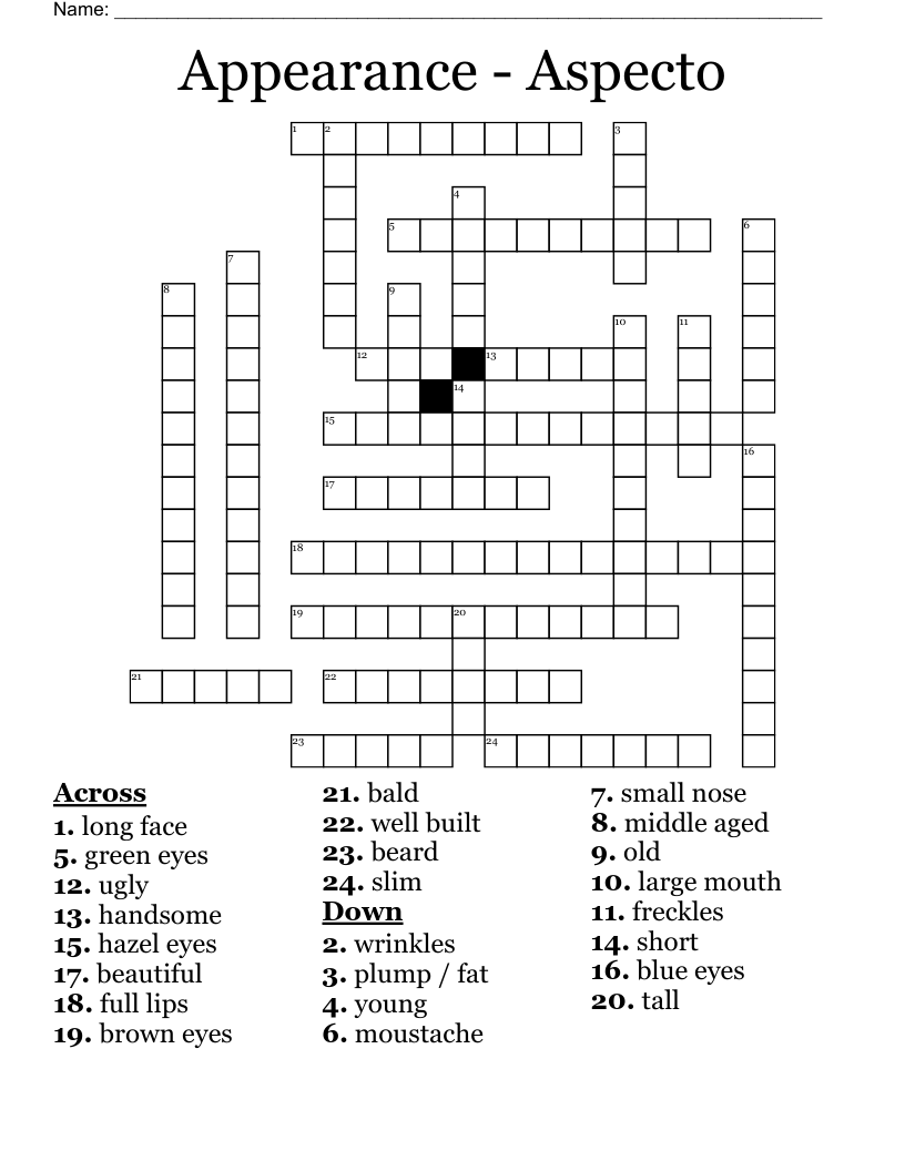 Appearance - Aspecto Crossword