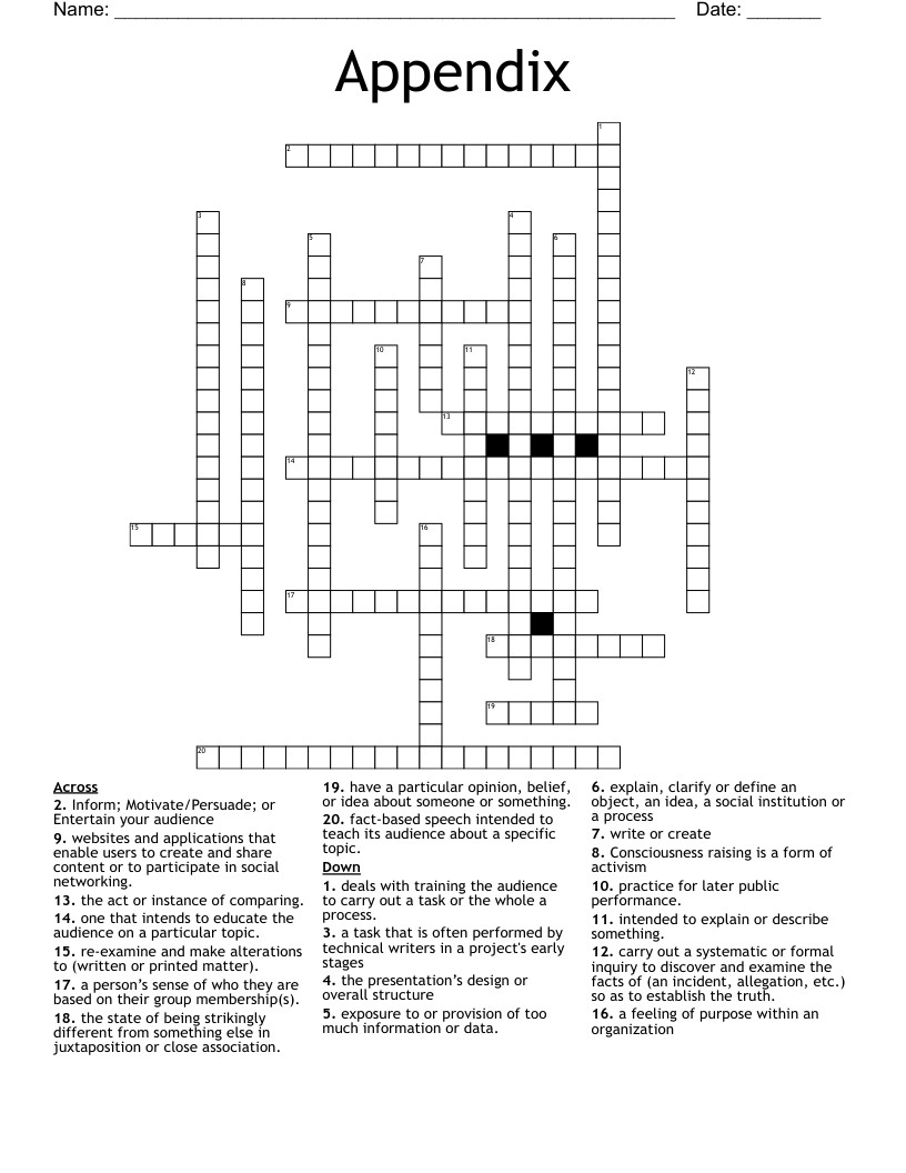 Appendix  Crossword