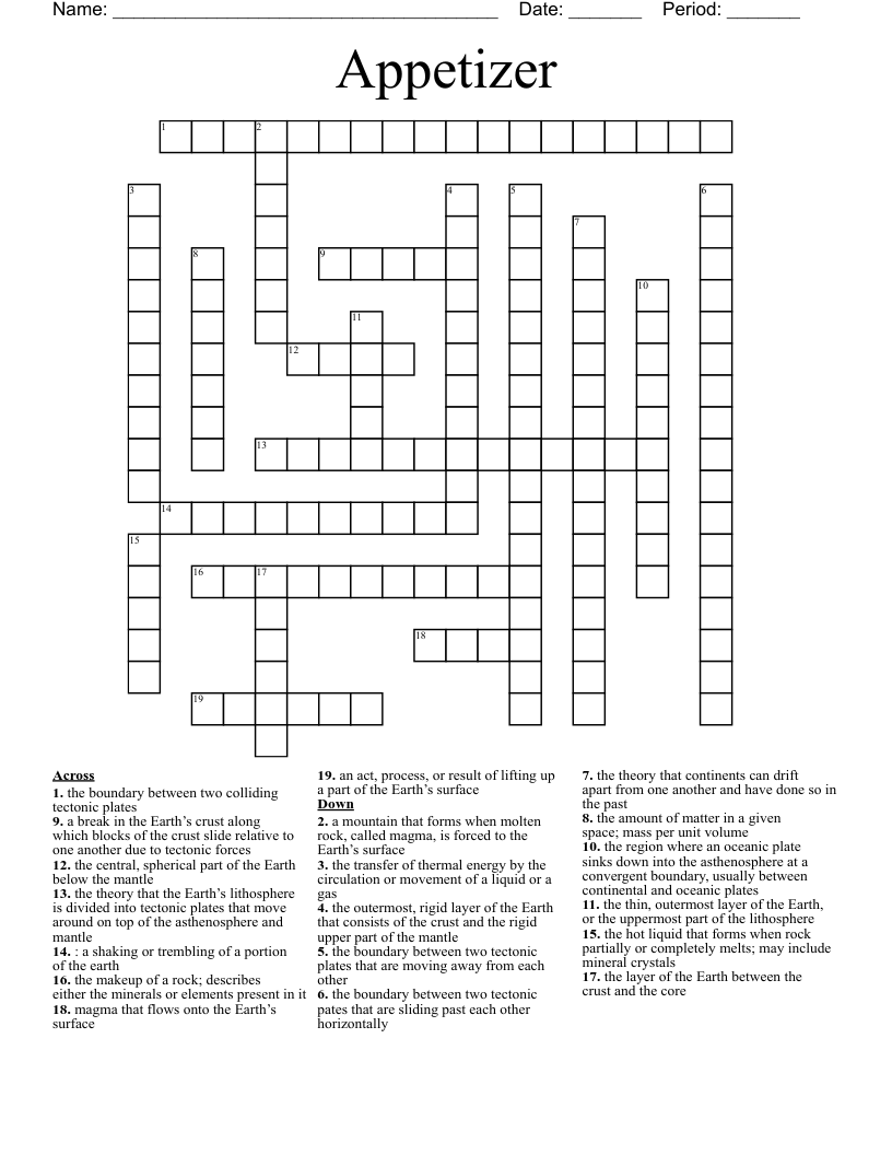 Appetizer  Crossword