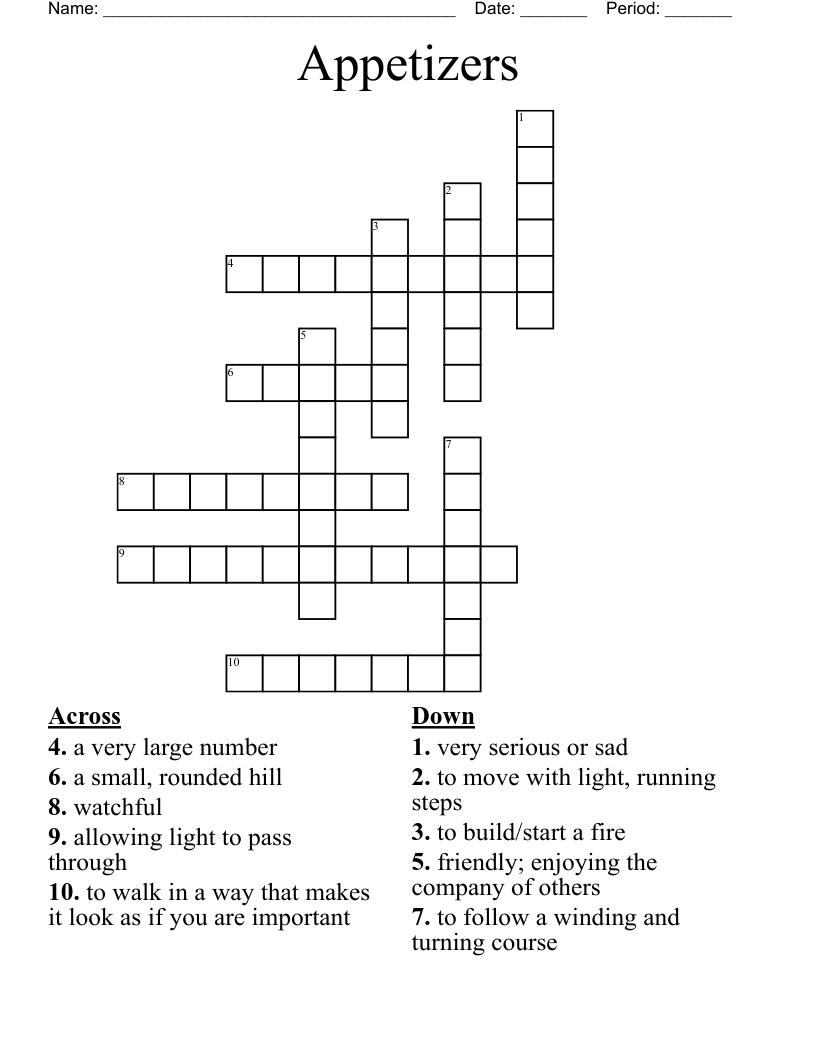 Appetizers Crossword