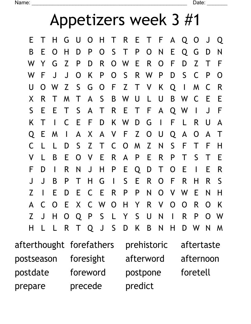 Appetizers week 3 #1 Word Search