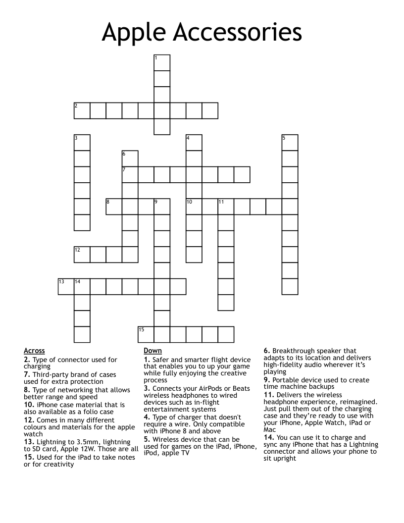 Apple Accessories Crossword