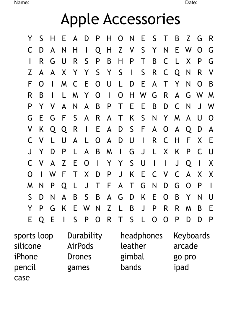Apple Accessories Word Search