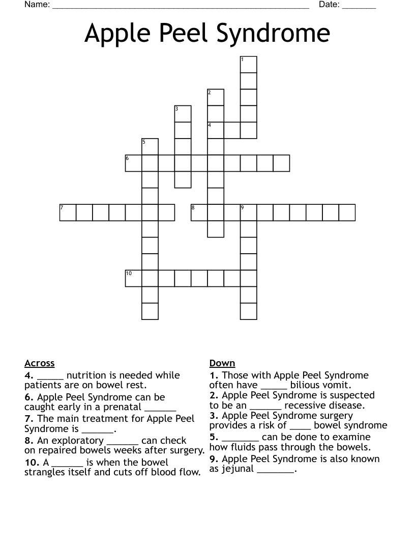 Apple Peel Syndrome Crossword