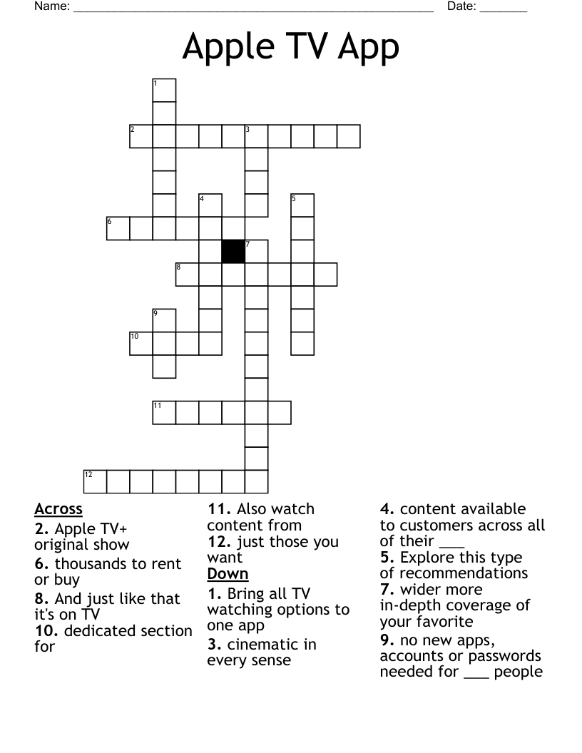 Apple TV App Crossword