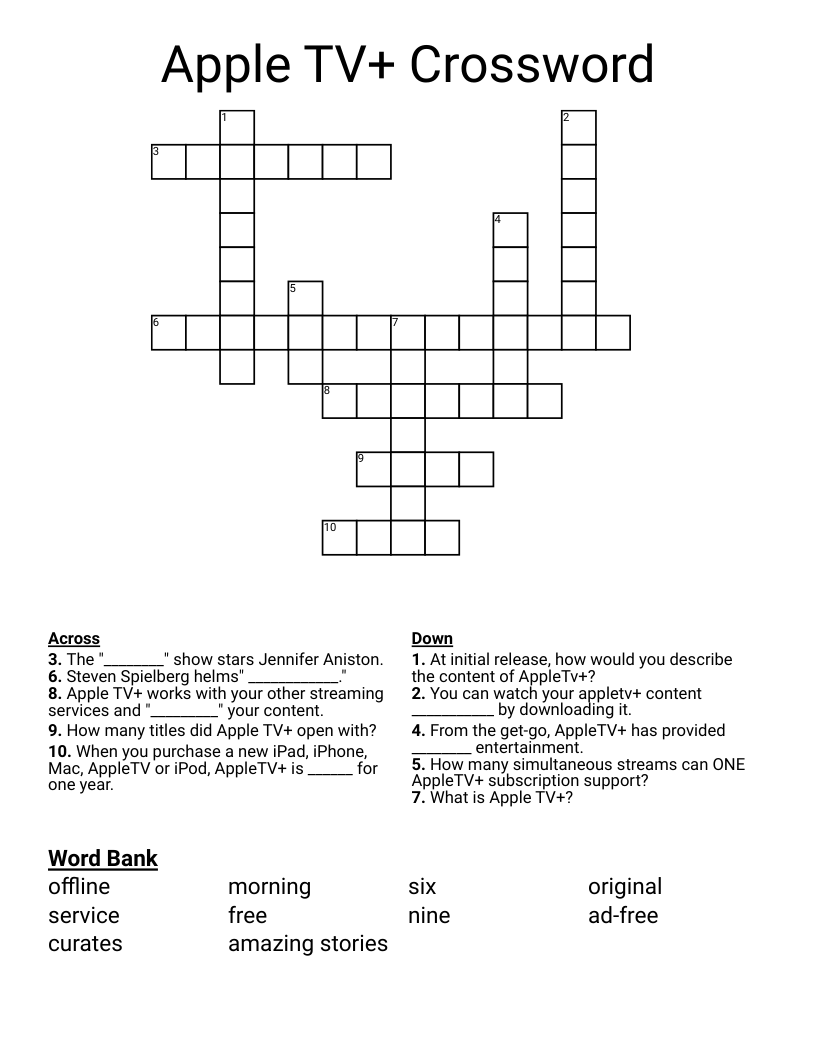 Apple TV+ Crossword