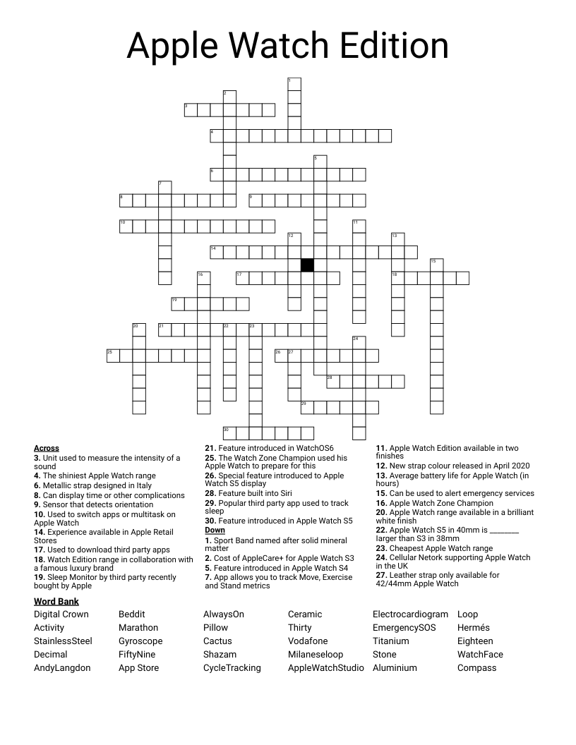 Apple Watch Edition Crossword