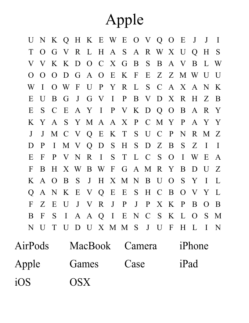 Apple  Word Search
