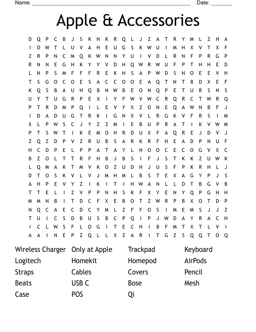 Apple & Accessories Word Search