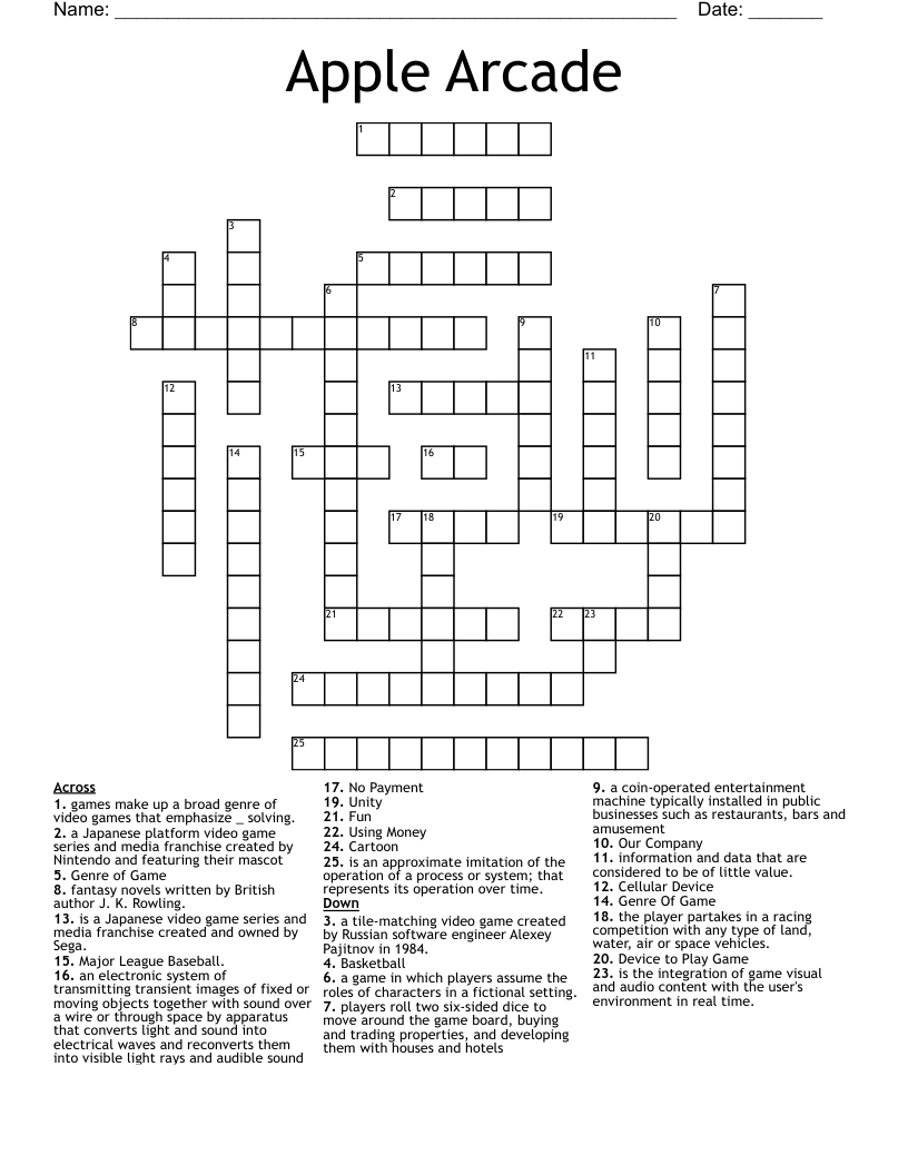 Apple  Arcade Crossword
