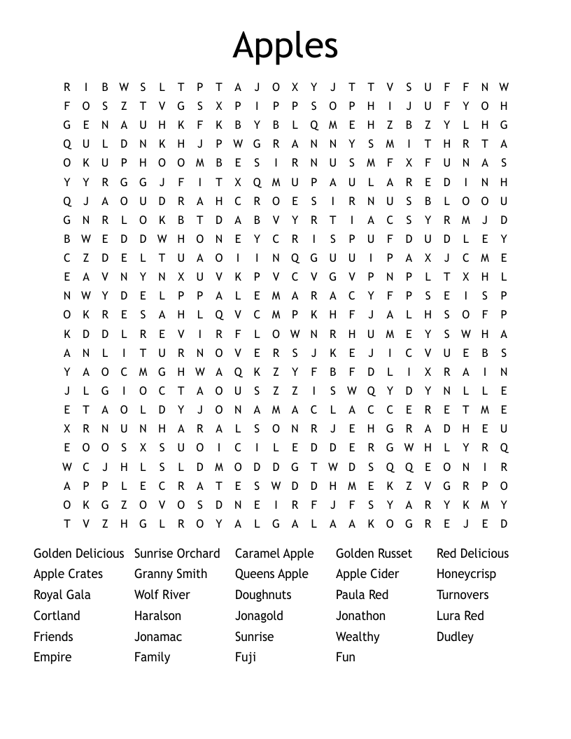 Apples Word Search