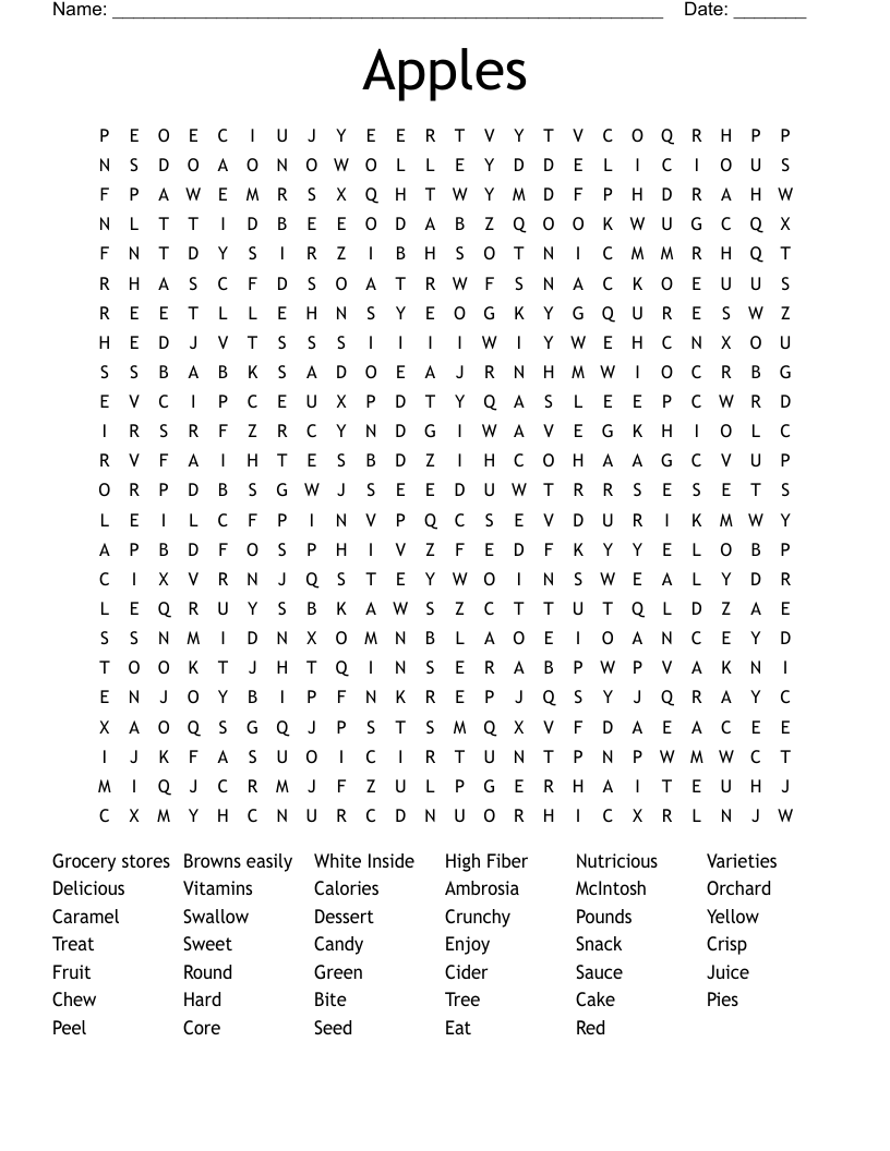 Apples Word Search