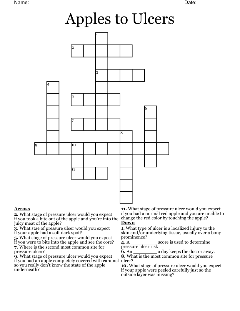 Apples to Ulcers Crossword