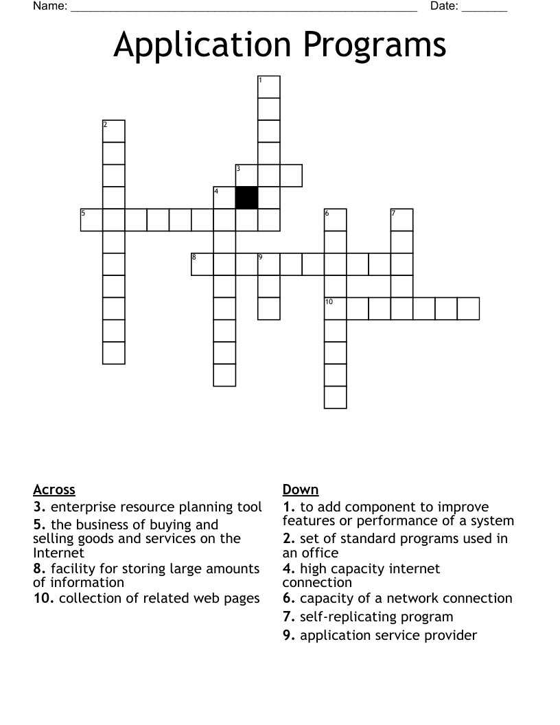 Application Programs Crossword