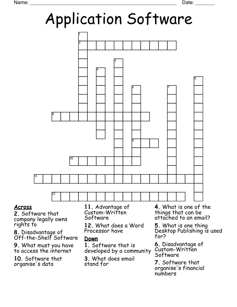 Application Software Crossword