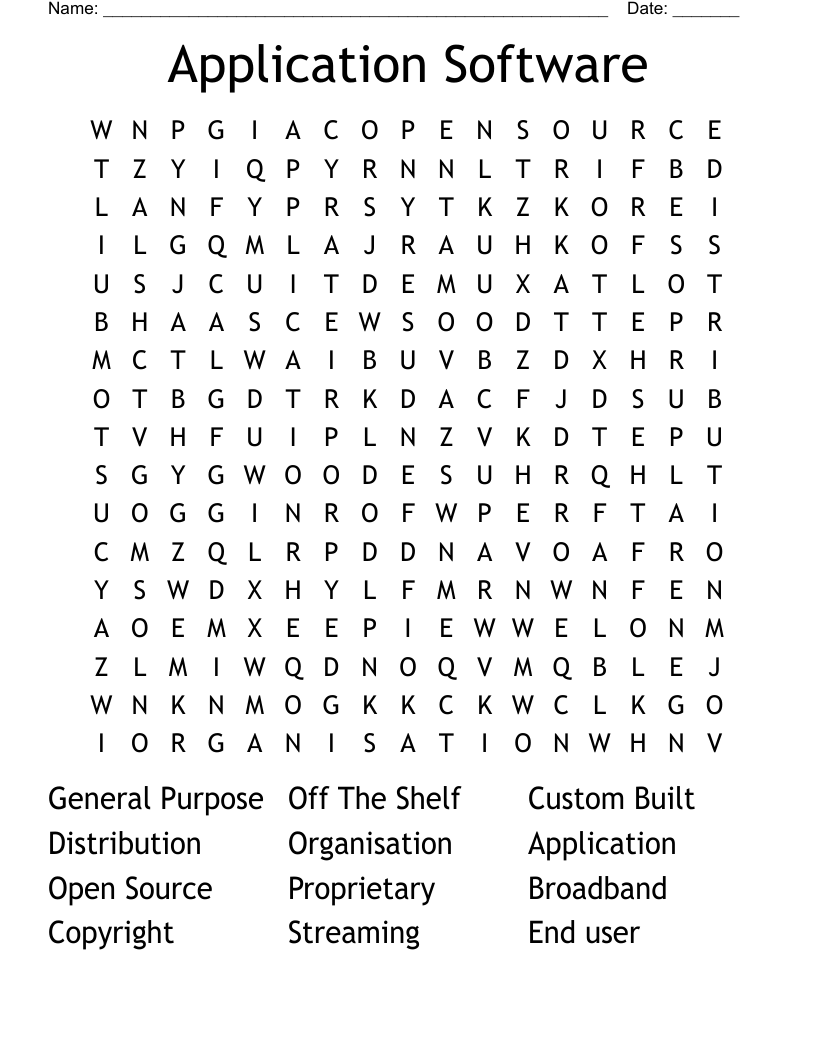 Application Software Word Search