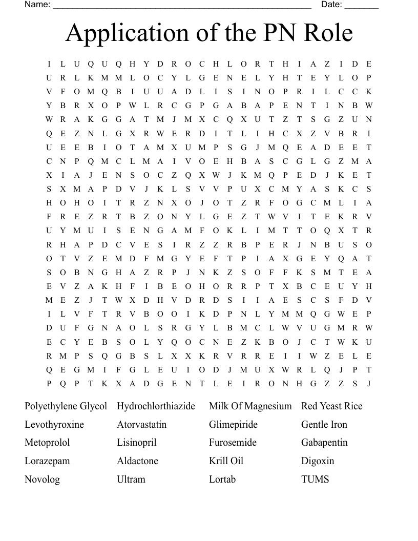 Application of the PN Role Word Search