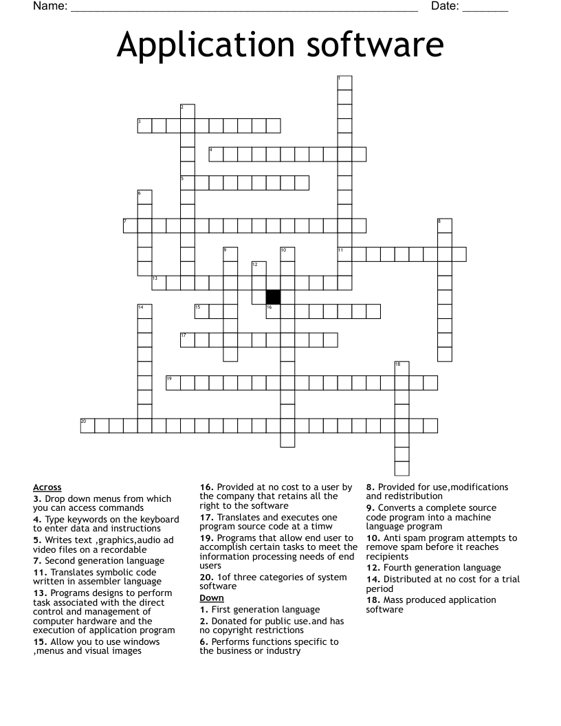 Application software Crossword