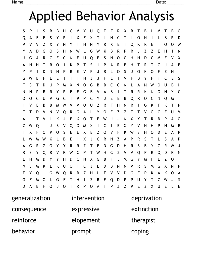 Applied Behavior Analysis Word Search