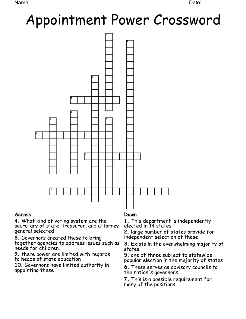Appointment Power Crossword