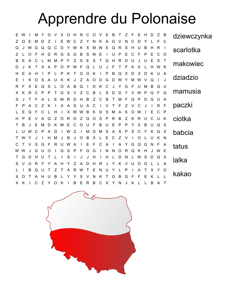Apprendre du Polonaise Word Search