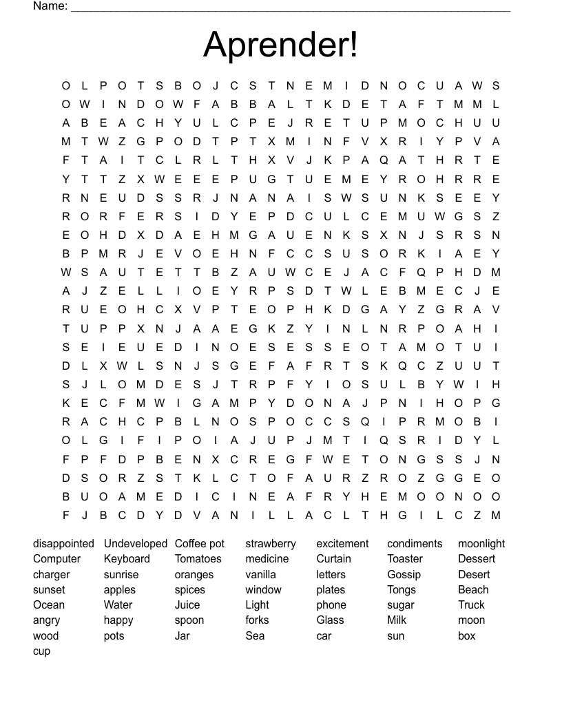 Aprender!  Word Search