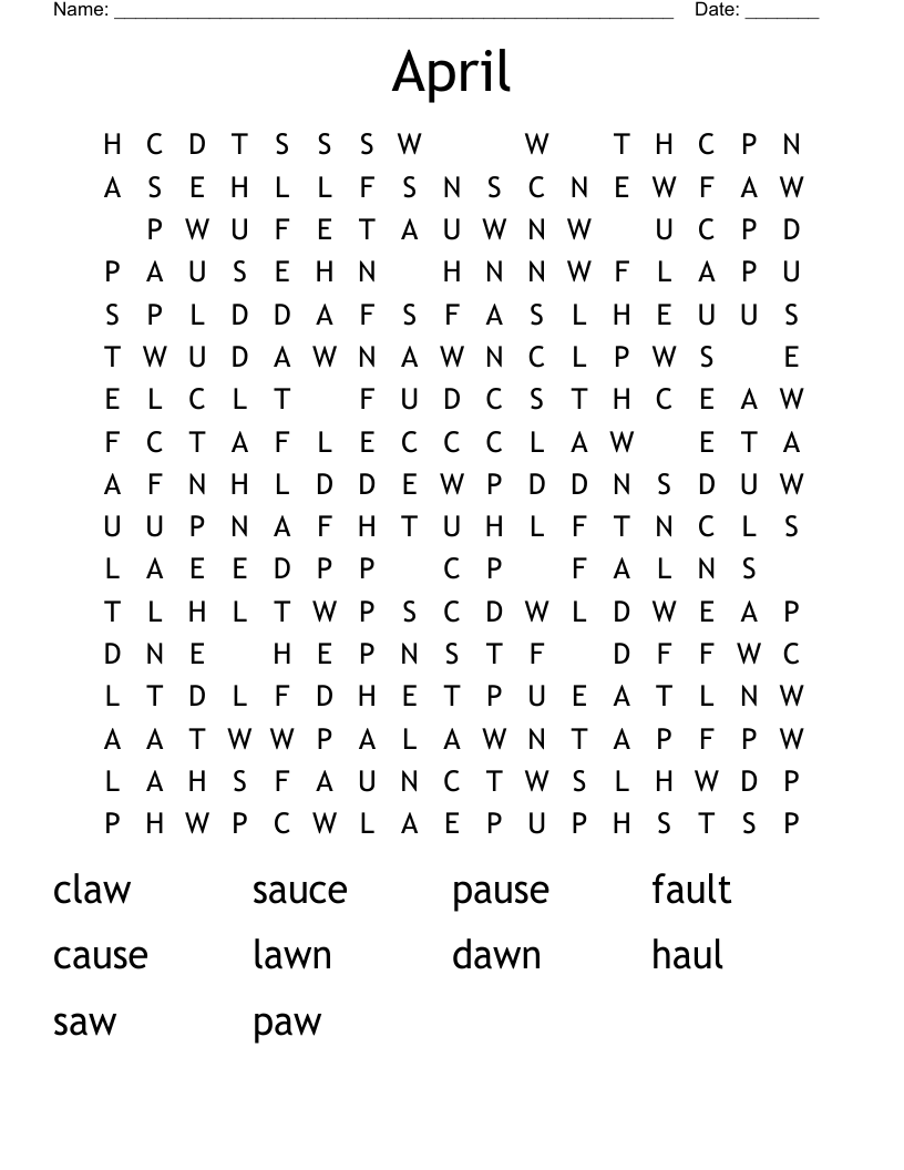 April Word Search