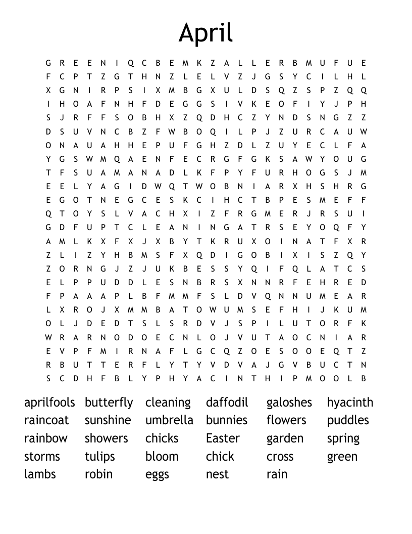 April Word Search