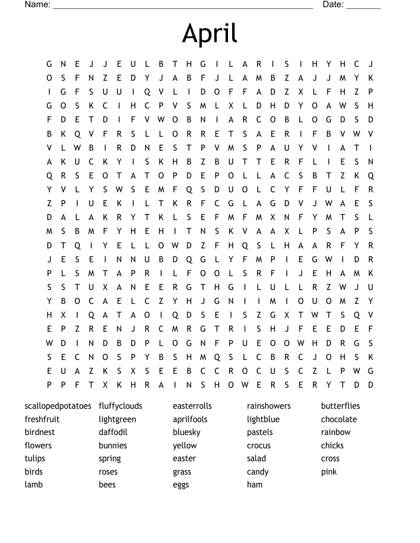 April Word Search