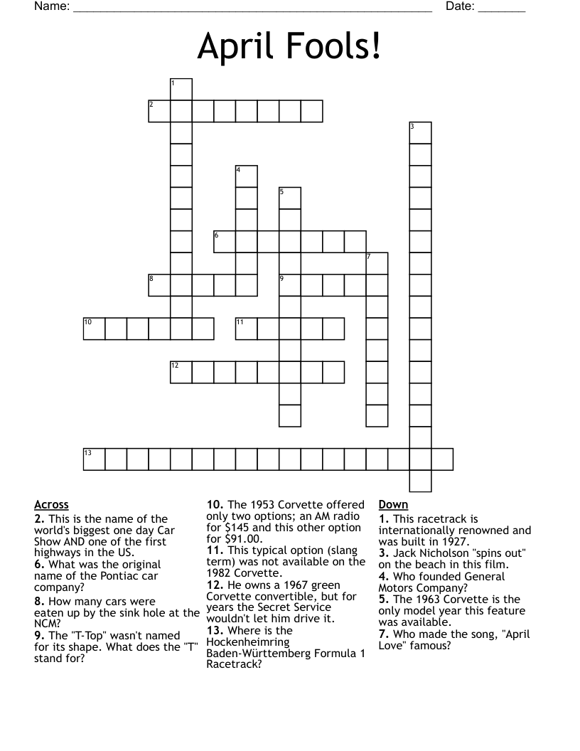 April Fools! Crossword