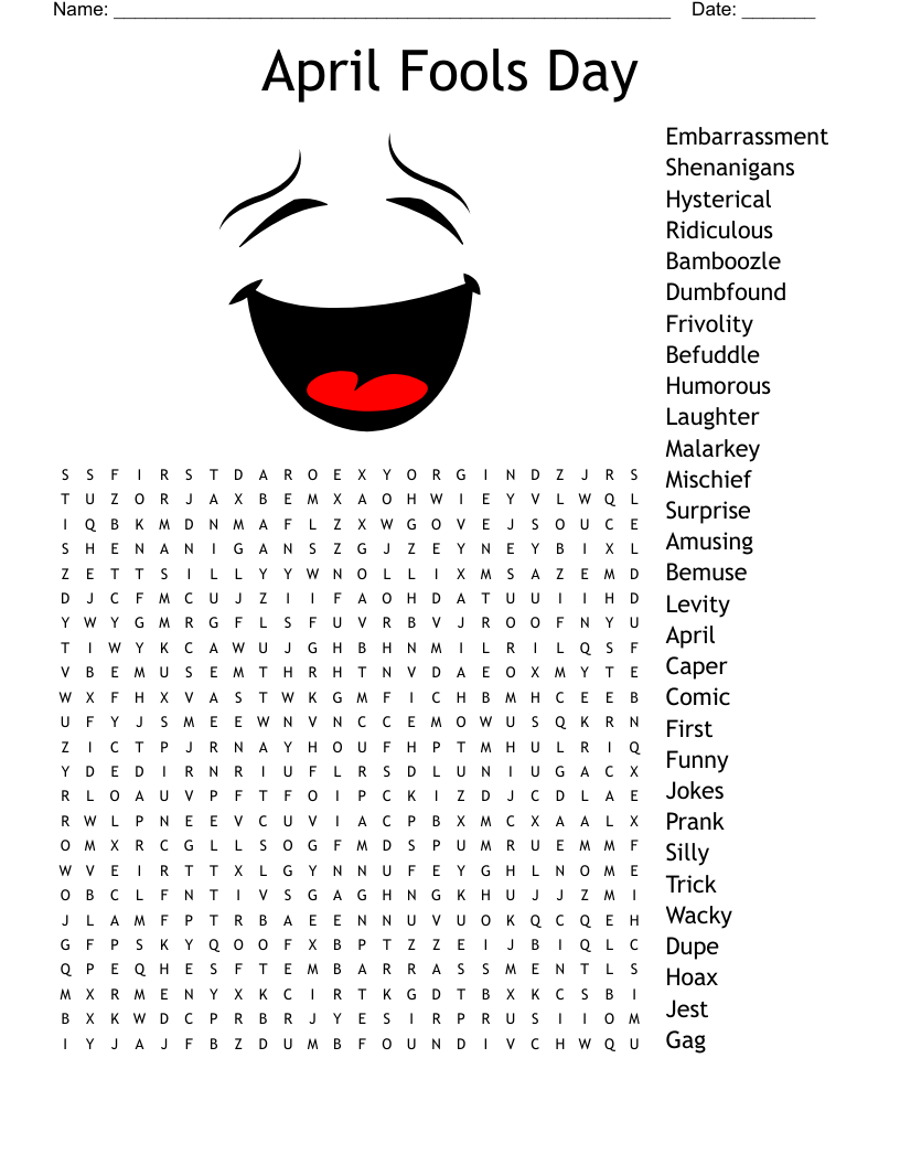 April Fools Day Word Search
