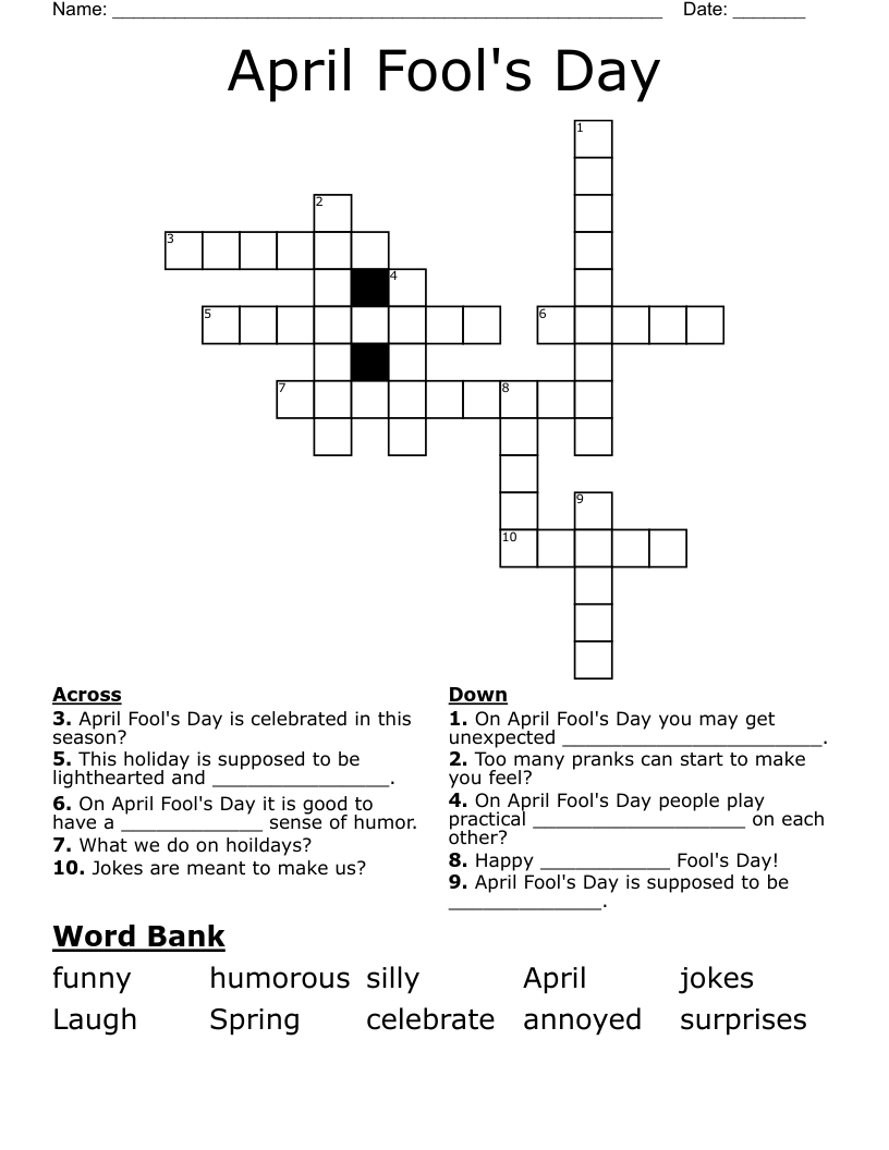 April Fool's Day Crossword