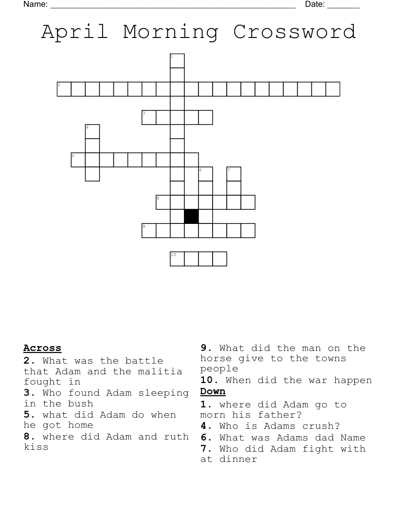 April Morning Crossword