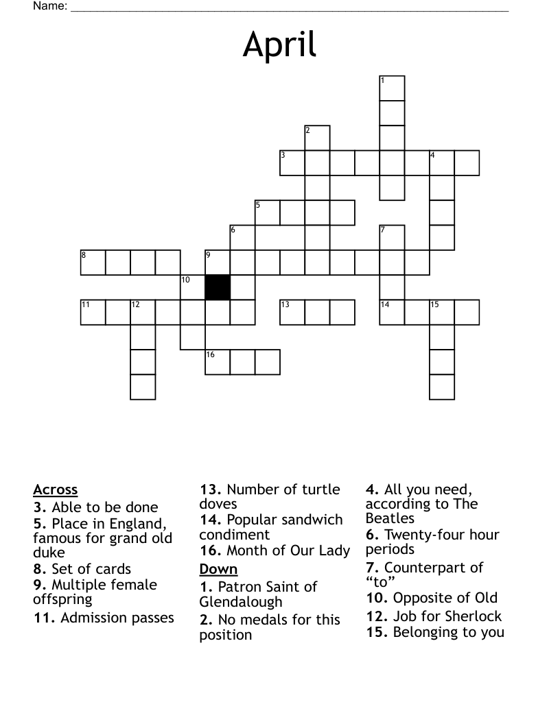 April  Crossword