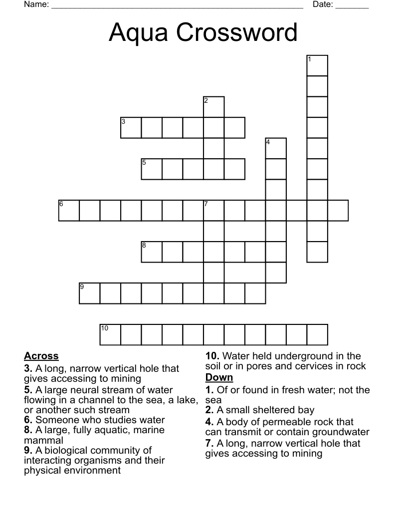Aqua Crossword