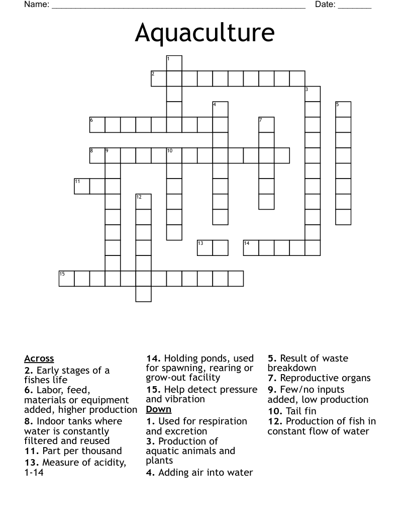 Aquaculture Crossword