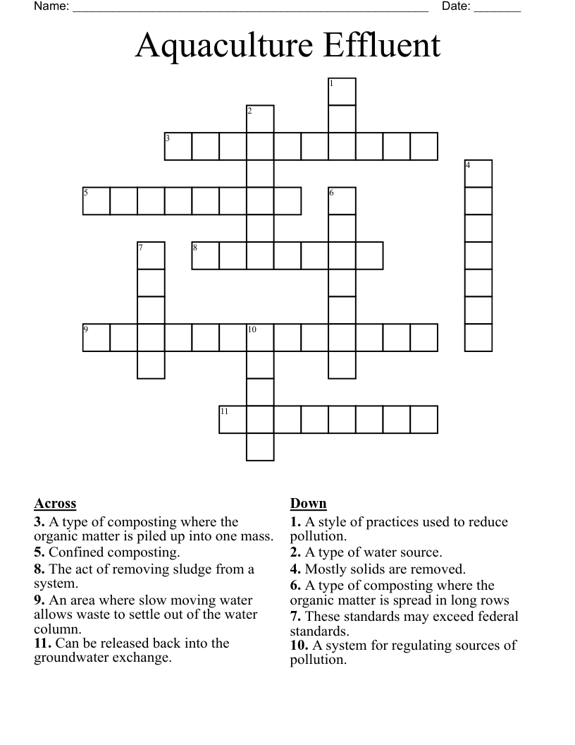 Aquaculture Effluent Crossword