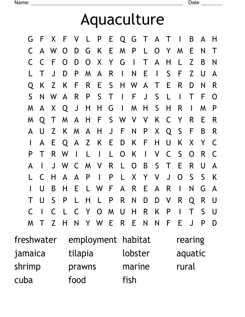 Aquaculture  Word Search