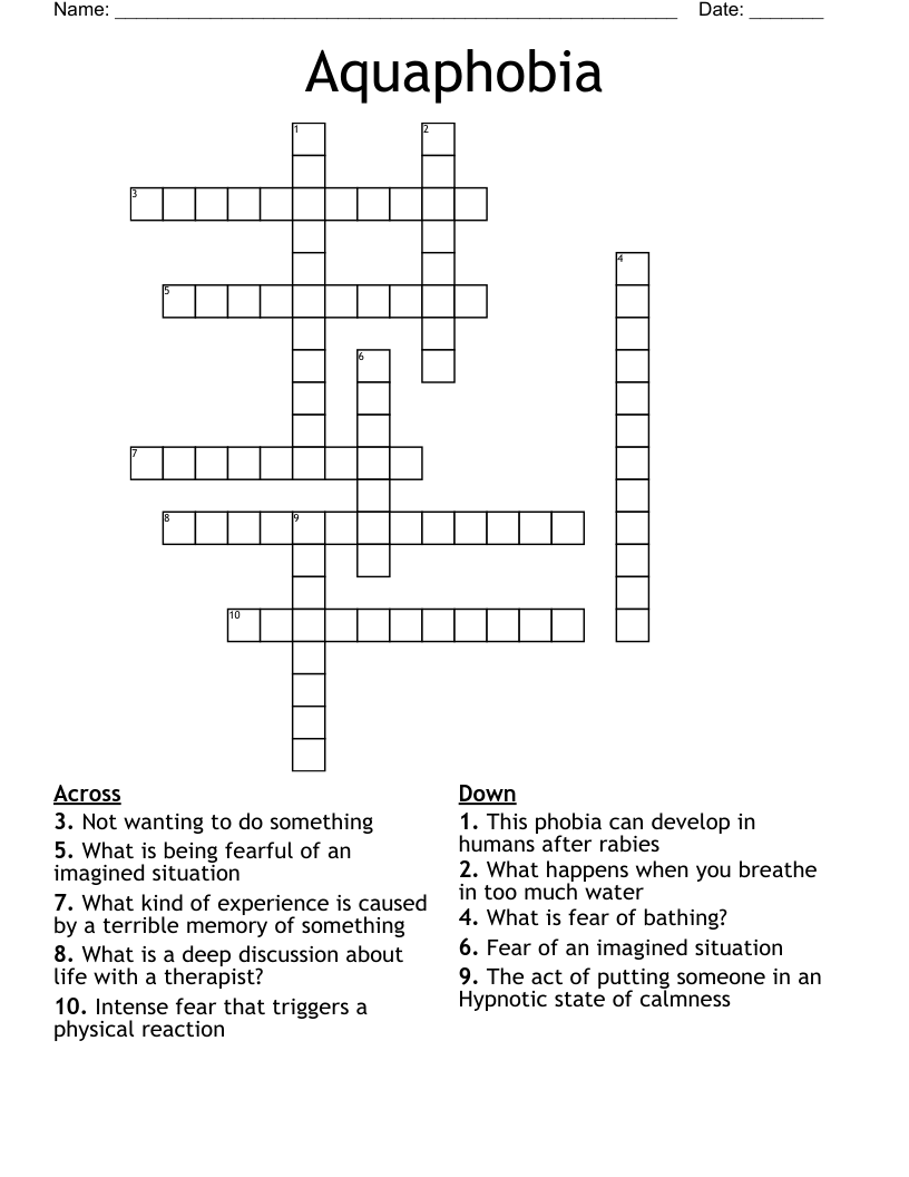 Aquaphobia Crossword