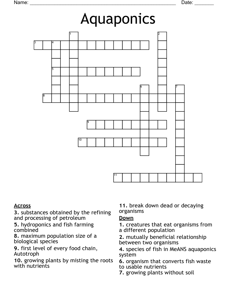 Aquaponics Crossword