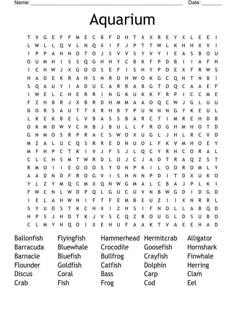 Aquarium Word Search