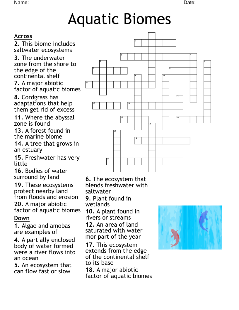 Aquatic Biomes Crossword